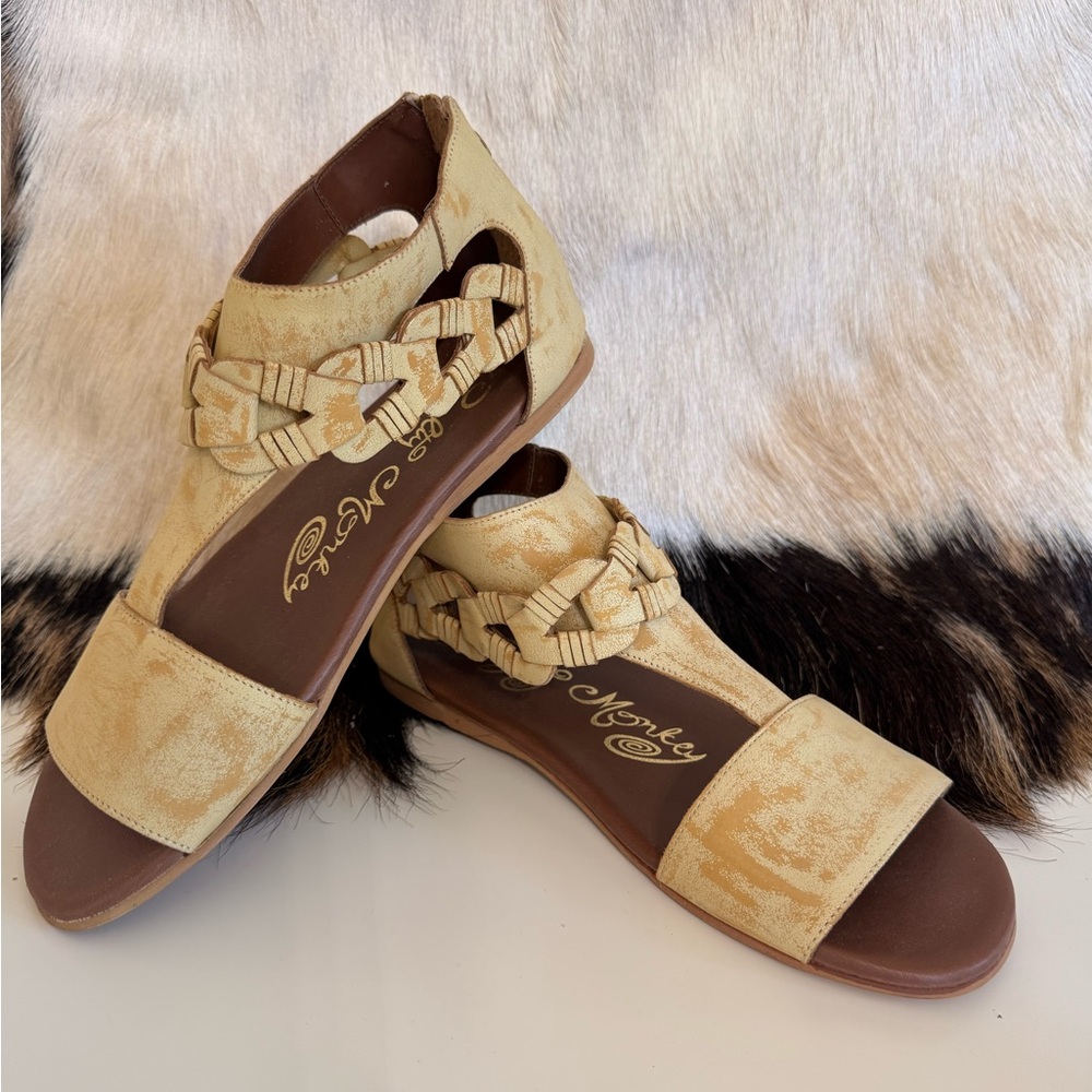 naughty monkey Women's Tan Braided Strap Open-Toe Sandals